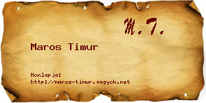 Maros Timur névjegykártya